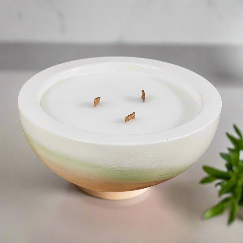 Handcrafted Candle Bowl - Avo, Lippy & White